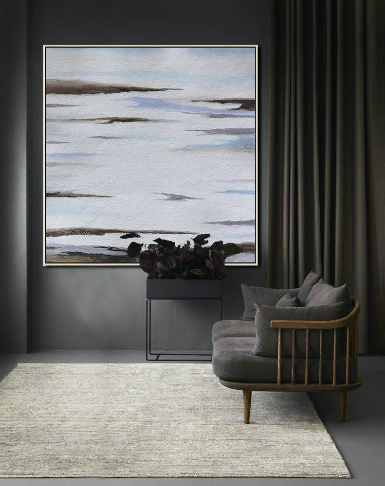 Abstract Painting Extra Large Canvas Art,Oversized Abstract Landscape Painting,Oversized Art,Brown,White,Blue.etc